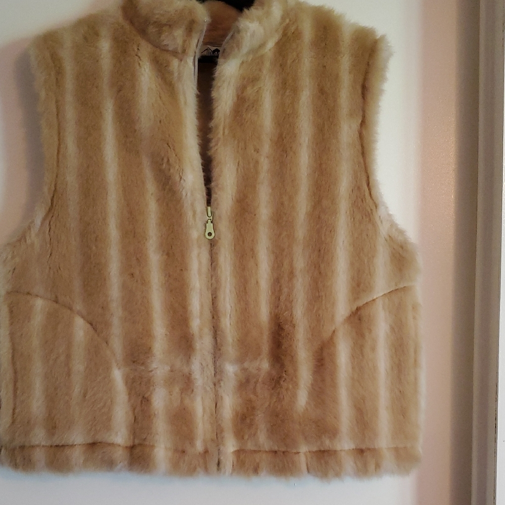 Chic Faux Fur Vest in Tan